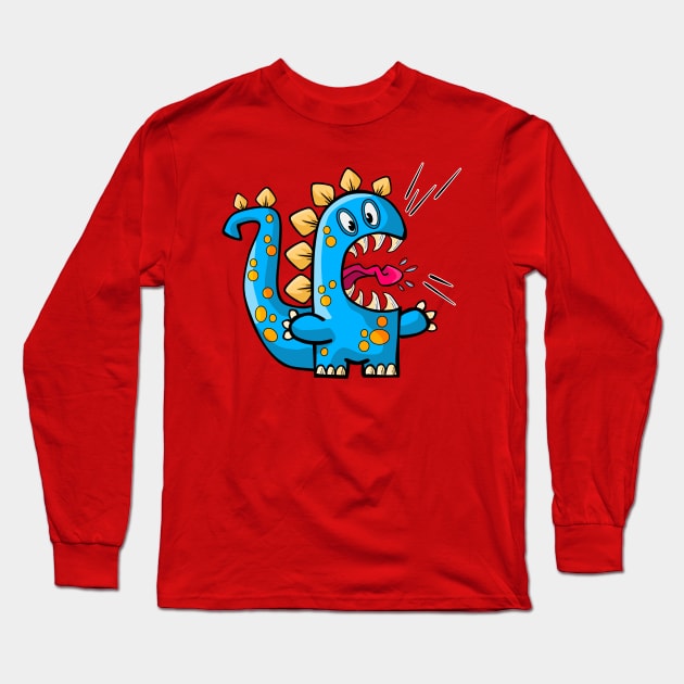 Little Blue Monster Roar Long Sleeve T-Shirt by Ashley-Bee